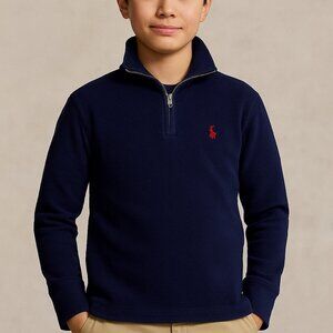 Polo Ralph Lauren Kids Boys Size 8 Navy Knit Quarter Zip Pullover Sweater